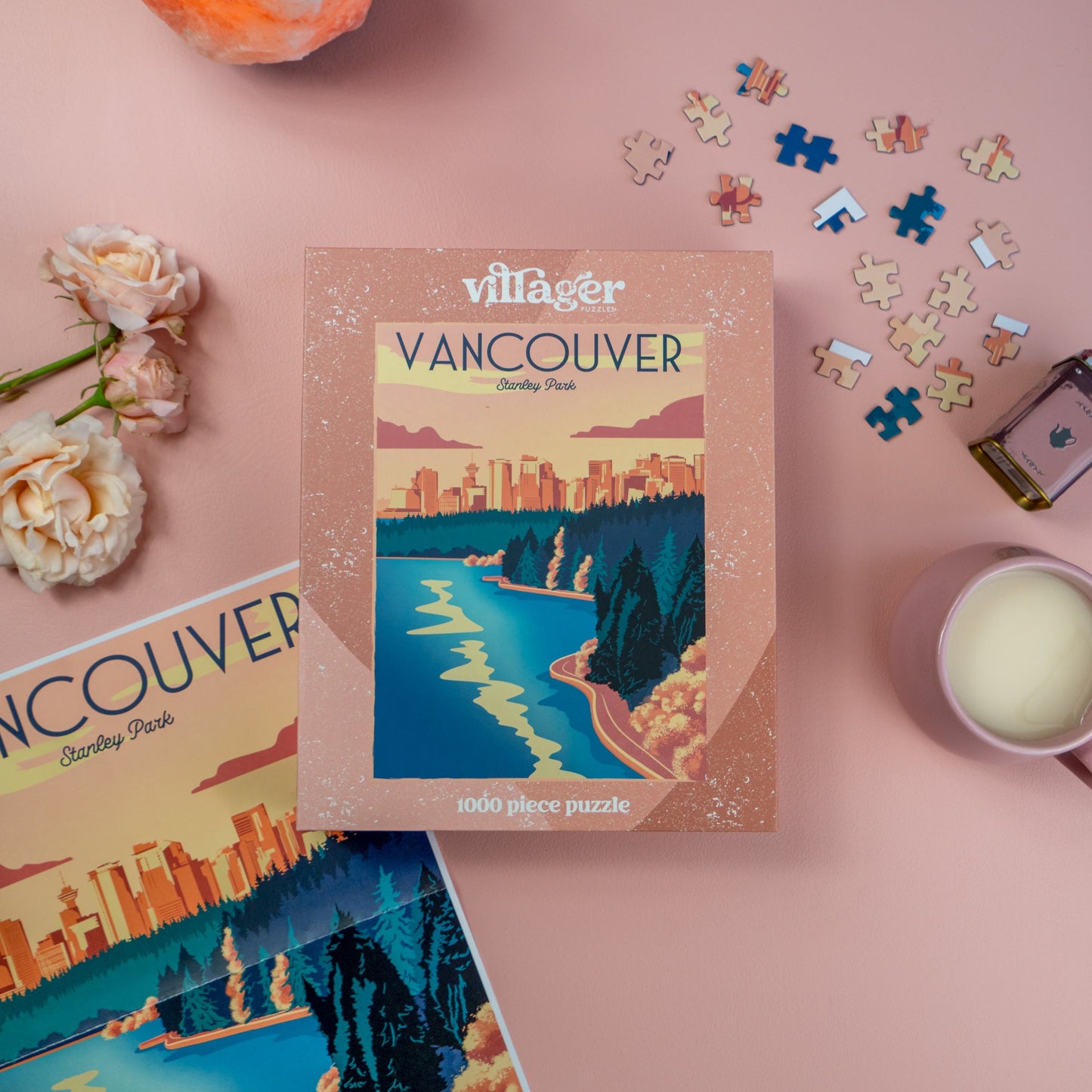 Lifestyle image of Villager Puzzle | Vancouver Sunset designed by Capri Sadler of Victoria BC Canada