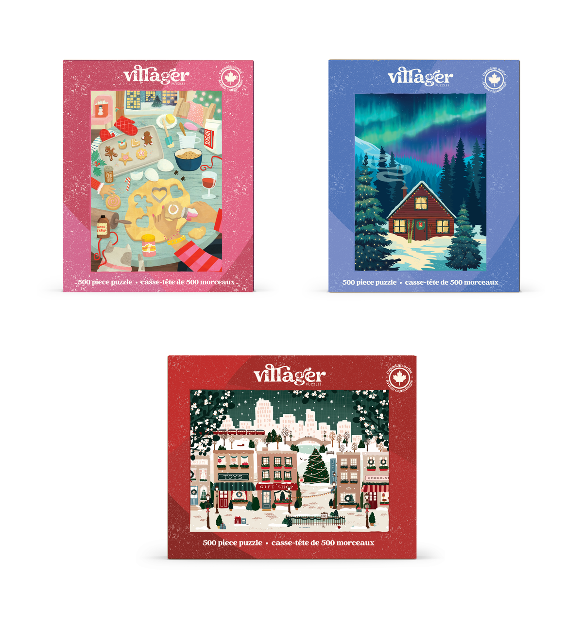 Merry Little Puzzle Bundle | Five Christmas Puzzles for Adults & Kids | Designed in Canada by Women Artists