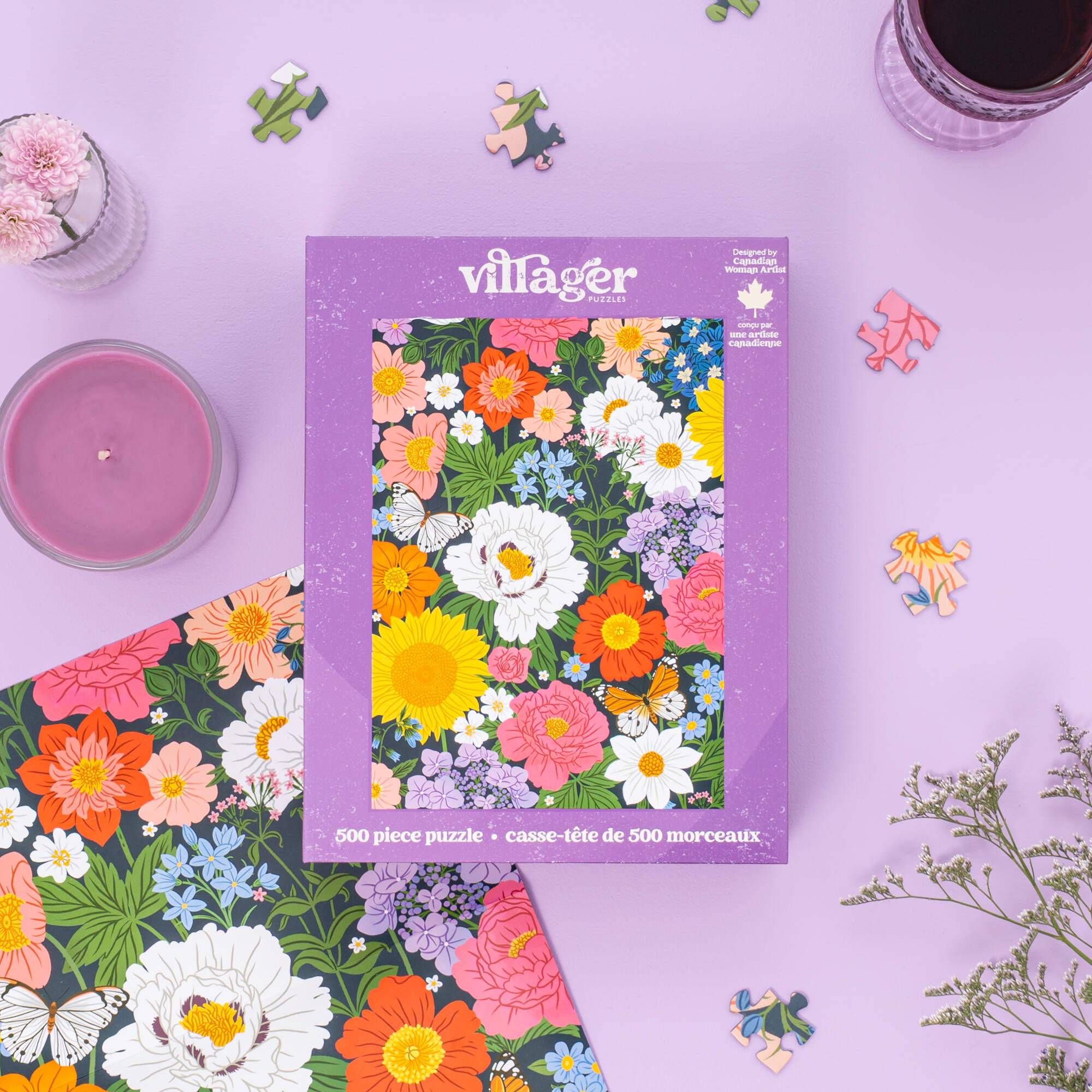 Midnight Blooms| 500-Piece Puzzle | Designed in Canada – Villager