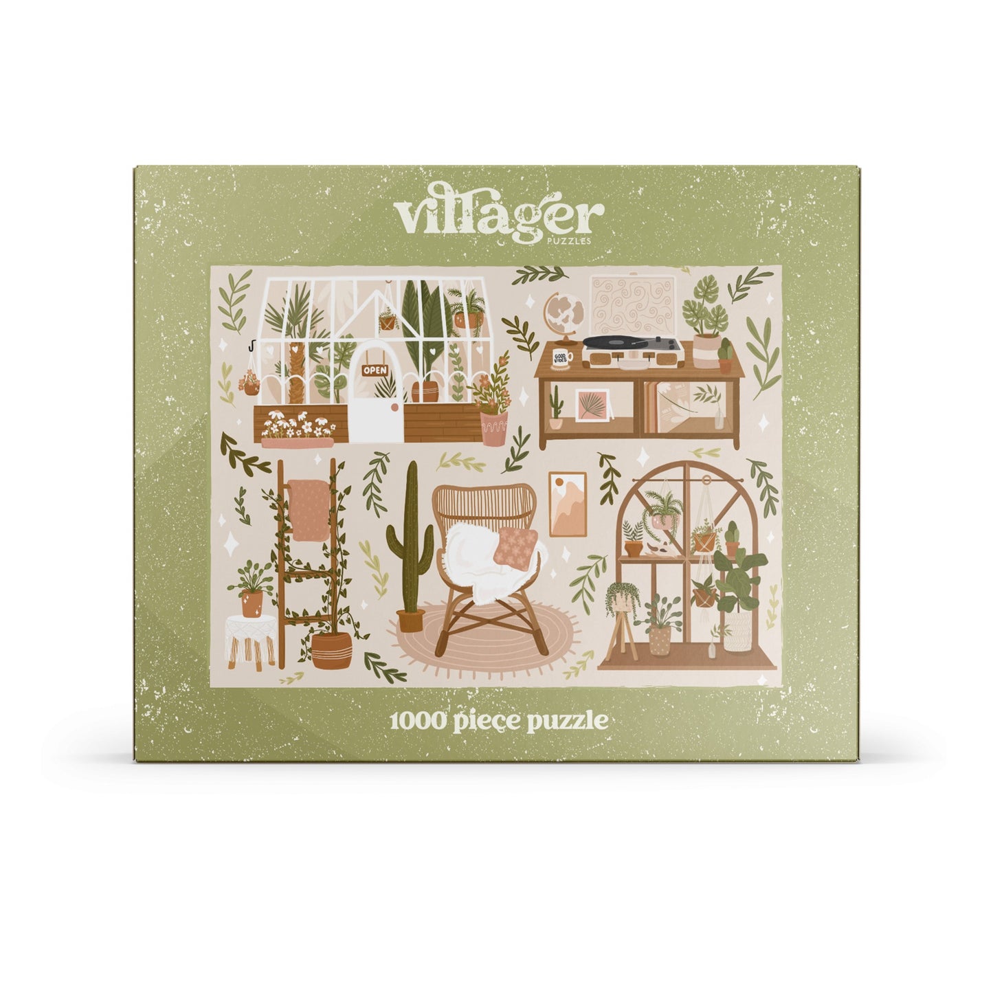 Front box image of Villager Puzzle | Boho Living designed by Jess Capeling of Calgary AB Canada