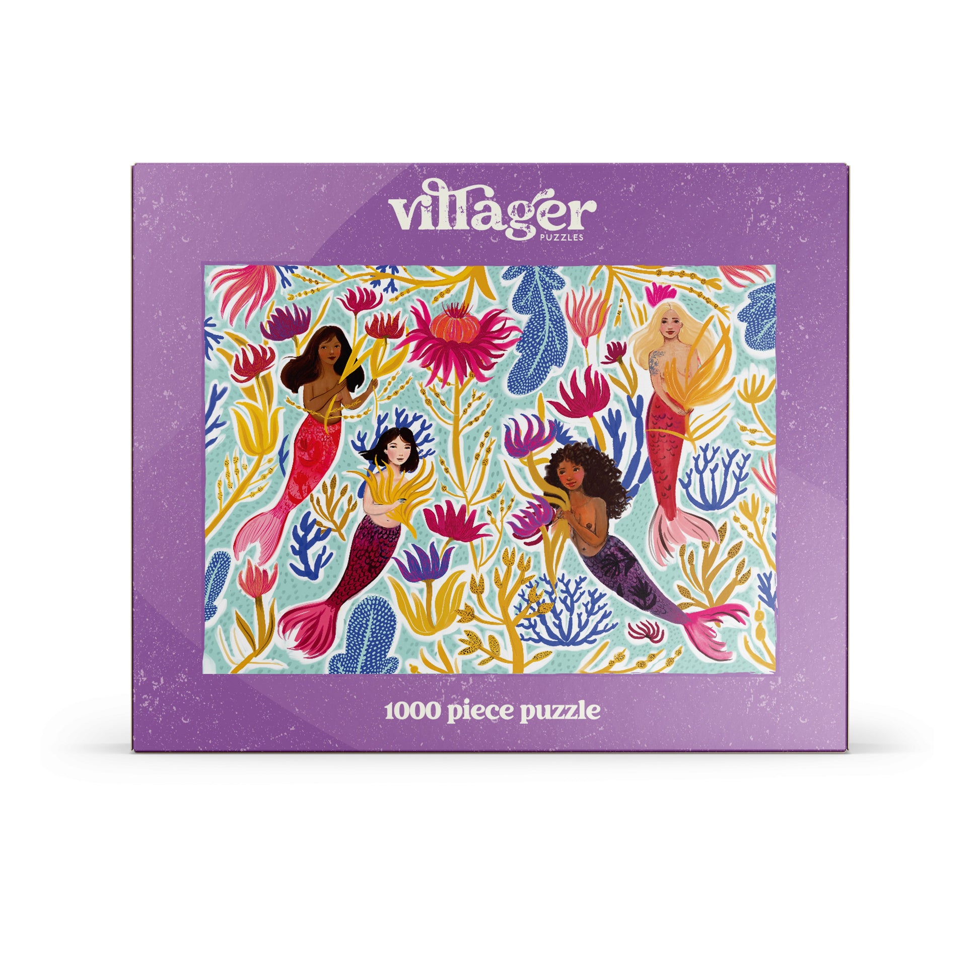 Front box image of Villager Puzzle | Mermaid Life designed by Briana Corr Scott of Halifax, NS Canada