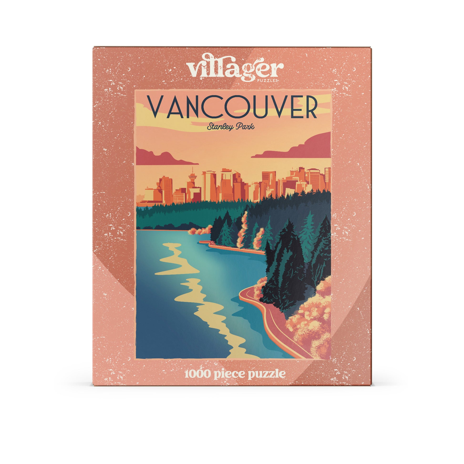 Front image of Villager Puzzle | Vancouver Sunset designed by Capri Sadler of Victoria BC Canada