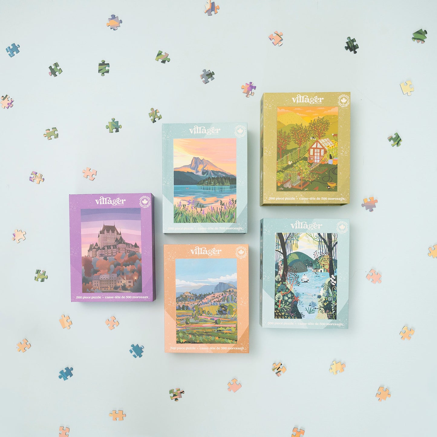 I-Love-500-Piece-Puzzles Bundle Fall | Five Puzzles for Adults | Designed in Canada by Women Artists