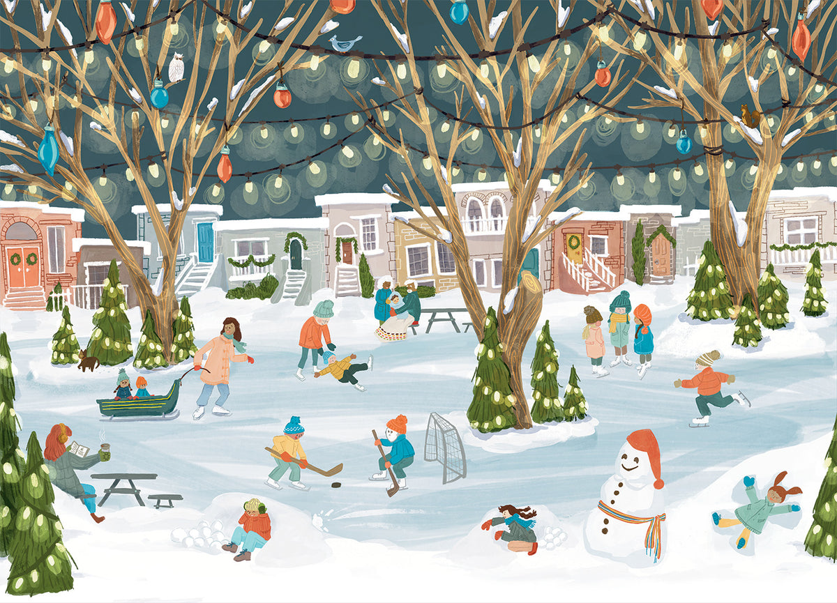 Neighbourhood Rink | 250 Piece Puzzle | Kids & Adults | Designed in Canada by Julie Pantoja