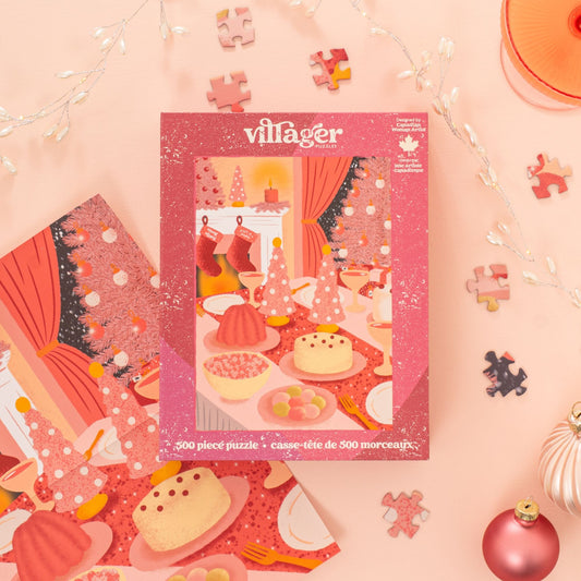 Pink Christmas | 500-Piece Puzzle for Adults | Designed in Canada by Rachel Lyon