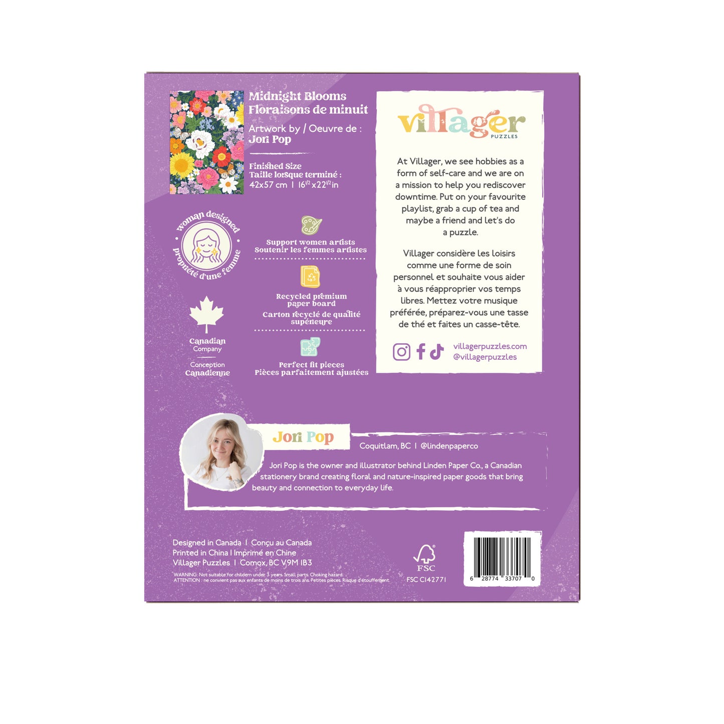 Midnight Blooms | 500-Piece Puzzle for Adults | Designed in Canada by Jori Pop