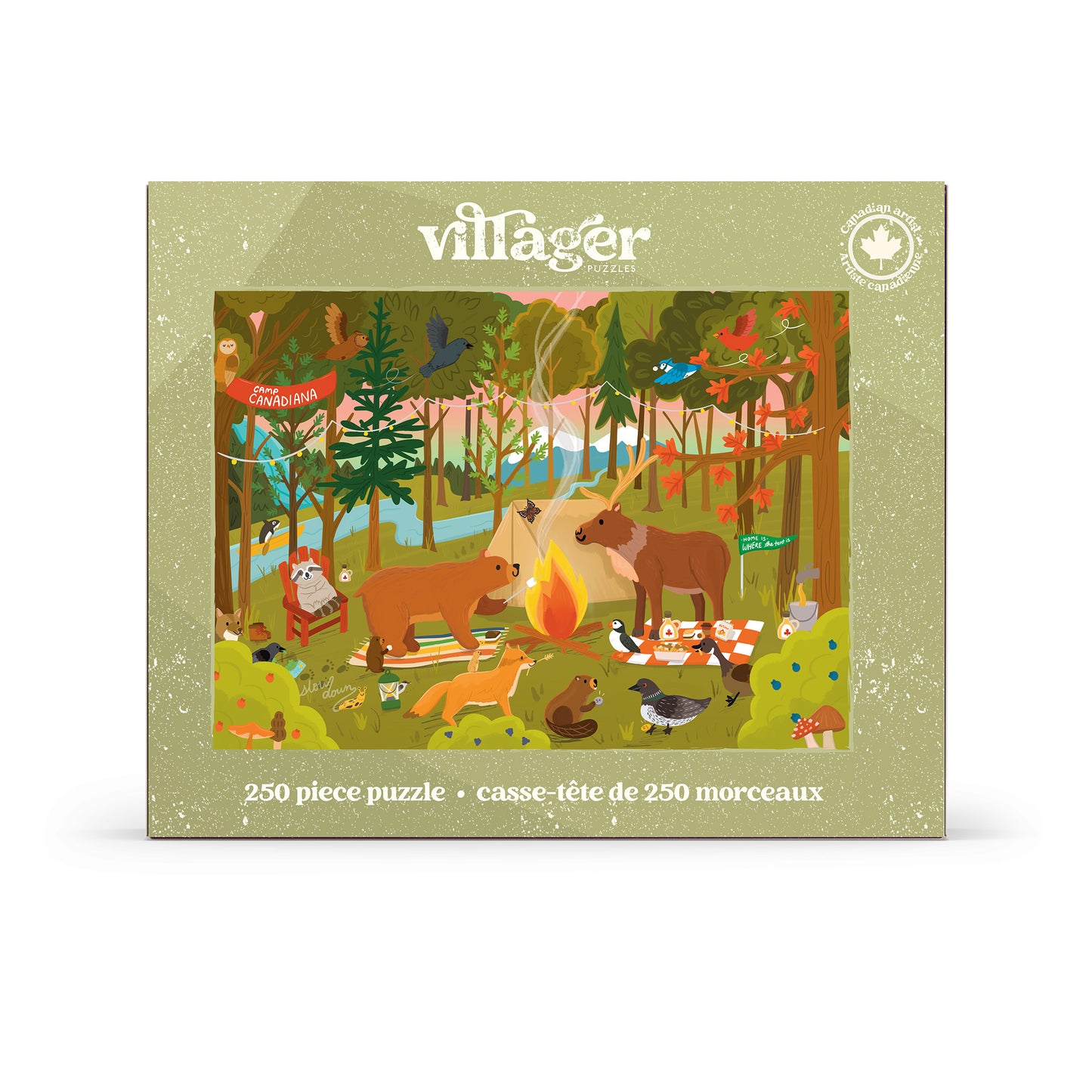 Camp Canadiana | 250 Piece Puzzle | Kids & Adults | Designed in Canada by Emily Kuang