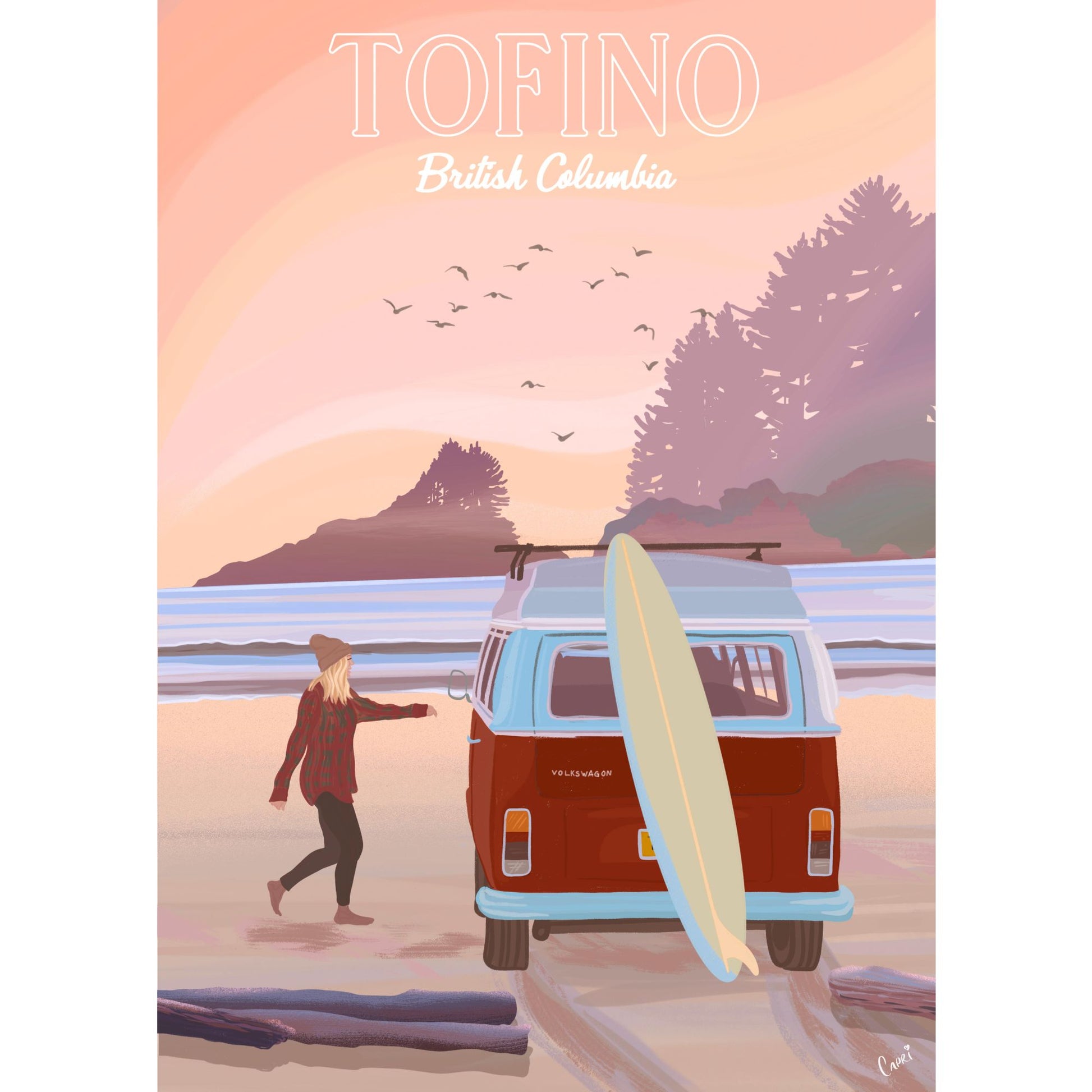 Full-size poster of Villager Puzzle | 500-piece Tofino Surf jigsaw puzzle designed by Capri Sadler of Victoria Canada