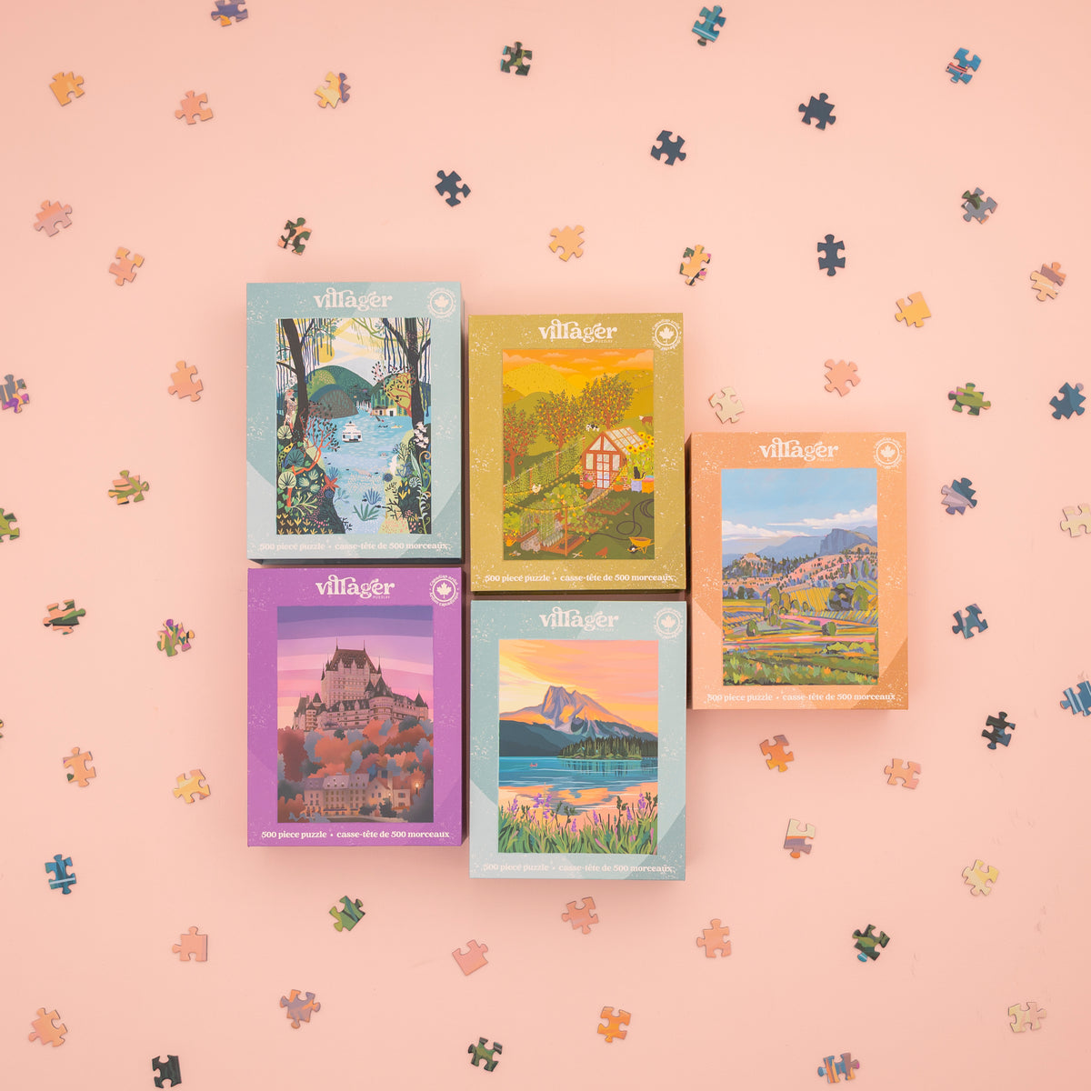 I-Love-500-Piece-Puzzles Bundle Fall 2026 | Five Puzzles for Adults | Designed in Canada by Women Artists