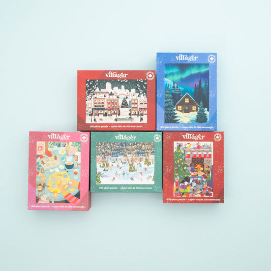 Merry Little Puzzle Bundle | Five Christmas Puzzles for Adults & Kids | Designed in Canada by Women Artists